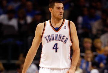 OKLAHOMA CITY - OCTOBER 29:  Nick Collison #4 of the Oklahoma City Thunder walks across the court during the game against the Milwaukee Bucks at the Ford Center on October 29, 2008 in Oklahoma City, Oklahoma. The Bucks won 98-87.  NOTE TO USER: User expressly acknowledges and agrees that, by downloading and/or using this Photograph, user is consenting to the terms and conditions of the Getty Images License Agreement.  (Photo by Chris Graythen/Getty Images)