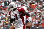 EAST RUTHERFORD, NJ - SEPTEMBER 28:  Anquan Boldin #81 of the Arizona Cardinals celebrates his touchdown against the New York Jets on September 28, 2008 at Giants Stadium in East Rutherford, New Jersey.  (Photo by Chris McGrath/Getty Images)