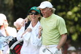 AUGUSTA, GA - APRIL 08:  Greg Norman of Australia celebrates his hole-in-one on the sixth hole with his wife/caddie Chris Evert during the Par 3 Contest prior to the 2009 Masters Tournament at Augusta National Golf Club on April 8, 2009 in Augusta, Georgia.  (Photo by David Cannon/Getty Images)