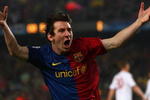 BARCELONA, SPAIN - APRIL 08:  Lionel Messi of Barcelona celebrates his goal during the UEFA Champions League quarter final first leg match between FC Barcelona and FC Bayern Munich at the Camp Nou stadium on April 8, 2009 in Barcelona, Spain.  (Photo by Jamie McDonald/Getty Images)