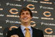 LAKE FOREST, IL - APRIL 3: Quarterback Jay Cutler of the Chicago Bears holds up his #6 jersey after he was introduced as their new quarterback during a press conference on April 3, 2009 at Halas Hall in Lake Forest, Illinois. (Photo by Jim Prisching/Getty Images)