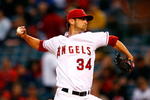 ANAHEIM, CA - APRIL 08:  Nick Adenhart #34 of the Los Angeles Angels of Anaheim throws a pitch in the first inning against the Oakland Athletics at Angel Stadium on April 8, 2009 in Anaheim, California.  (Photo by Jeff Gross/Getty Images)