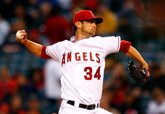 ANAHEIM, CA - APRIL 08:  Nick Adenhart #34 of the Los Angeles Angels of Anaheim throws a pitch in the first inning against the Oakland Athletics at Angel Stadium on April 8, 2009 in Anaheim, California.  (Photo by Jeff Gross/Getty Images)