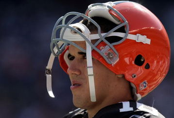 CLEVELAND - SEPTEMBER 16:  Quarterback Brady Quinn #10 of the Cleveland Browns looks on from the sideline during the game against the Cincinnati Bengals at the Cleveland Browns Stadium on September 16, 2007 in Cleveland, Ohio. The Browns defeated the Bengals 51-45.  (Photo by Jeff Gross/Getty Images)