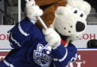 TORONTO - FEBRUARY 17:  The Toronto Marlies mascot performs during the game against the Syracuse Crunch at Ricoh Coliseum on February 17, 2006 in Toronto, Ontario, Canada. Syracuse won 3-2 in a shootout. (Photo by Graig Abel/Getty Images)