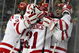 WASHINGTON - APRIL 9:  Colin Wilson #33 of the Boston Terriers is congratulated after he scored the game-winning goal against the Vermont Catamounts during the NCAA Men's Frozen Four Semifinal game at the Verizon Center April 9, 2009 in Washington, DC. The Boston Terriers defeated the Vermont Catamounts 5-4.  (Photo by Elsa/Getty Images)
