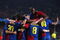 BARCELONA, SPAIN - APRIL 08:  Barcelona plyers mob Lionel Messi of Barcelona after scoring his goal during the UEFA Champions League quarter final first leg match between FC Barcelona and FC Bayern Munich at the Camp Nou stadium on April 8, 2009 in Barcelona, Spain.  (Photo by Jamie McDonald/Getty Images)
