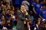 LAWRENCE, KS - FEBRUARY 18:  Head Coach Bill Self of the Kansas Jayhawks looks on from the bench area during the game against the Iowa State Cyclones on February 18, 2009 at Phog Allen Fieldhouse in Lawrence, Kansas. Kansas defeated Iowa State 72-55. (Photo by Jamie Squire/Getty Images)