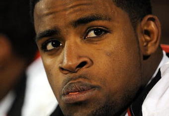 NORMAN, OK - NOVEMBER 22:  Wide receiver Michael Crabtree #5 of the Texas Tech Red Raiders on the sidelines during a 65-21 loss against the Oklahoma Sooners at Memorial Stadium on November 22, 2008 in Norman, Oklahoma.  (Photo by Ronald Martinez/Getty Images)