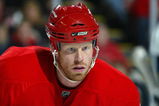 DETROIT, MI - OCTOBER 18:  Johan Franzen #93 of the Detroit Red Wings waits for a faceoff in a game against the New York Rangers on October 18, 2008 at the Joe Louis Arena in Detroit, Michigan. The Red Wings defeated the Rangers 5-4 in overtime. (Photo by Claus Andersen/Getty Images)