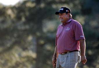 AUGUSTA, GA - APRIL 11:  Angel Cabrera reacts to his birdie on the 17th hole during the third round of the 2009 Masters Tournament at Augusta National Golf Club on April 11, 2009 in Augusta, Georgia.  (Photo by Harry How/Getty Images)