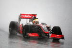 KUALA LUMPUR, MALAYSIA - APRIL 05:  Lewis Hamilton of Great Britain and McLaren Mercedes drives during the rain curtailed Malaysian Formula One Grand Prix at the Sepang Circuit on April 5, 2009 in Kuala Lumpur, Malaysia.  (Photo by Clive Mason/Getty Images)