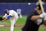 NEW YORK - SEPTEMBER 27:  Johan Santana #57 of the New York Mets pitches against the Florida Marlins on September 27, 2008 at Shea Stadium in the Flushing neighborhood of the Queens borough of New York City.  (Photo by Jim McIsaac/Getty Images)