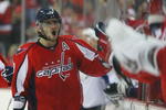 WASHINGTON - MARCH 27: Alex Ovechkin #8 of the Washington Capitals celebrates a Caps goal against the Tampa Bay Lightning on March 27, 2009 at the Verizon Center in Washington, D.C. (Photo by Bruce Bennett/Getty Images)