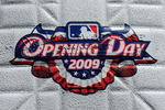 ARLINGTON, TX - APRIL 06:  The 'Opening Day 2009' logo on a base before a game between the Cleveland Indians and the Texas Rangers during the home opener on April 6, 2009 at Rangers Ballpark in Arlington, Texas.  (Photo by Ronald Martinez/Getty Images)