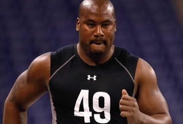 INDIANAPOLIS, IN - FEBRUARY 21:  Offensive lineman Jason Smith of Baylor runs the 40 yard dash during the NFL Scouting Combine presented by Under Armour at Lucas Oil Stadium on February 21, 2009 in Indianapolis, Indiana. (Photo by Scott Boehm/Getty Images)