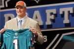 NEW YORK - APRIL 26:  Jake Long poses for a photo after being taken as the fisrt overall draft pick by the Miami Dolphins during the 2008 NFL Draft on April 26, 2008 at Radio City Music Hall in April 26, 2008 in New York City.  (Photo by Jim McIsaac/Getty Images)
