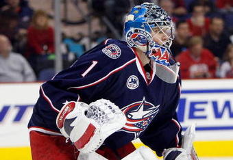 COLUMBUS, OH - NOVEMBER 7:  Goaltender Steve Mason #1 of the Columbus Blue Jackets defends his net during their NHL game against the Montreal Canadiens on November 7, 2008 at Nationwide Arena in Columbus, Ohio.  The Blue Jackets defeated the Canadiens 4-3 in shootout overtime. (Photo by Gregory Shamus/Getty Images)