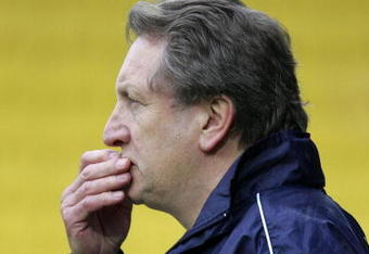 WATFORD, UNITED KINGDOM - FEBRUARY 28:  Crystal Palace manager Neil Warnock looks on pensively during the Cola-Cola Championship match between Watford and Crystal Palace at Vicarage Road on February 28, 2009 in Watford, England.  (Photo by Tom Dulat/Getty Images)