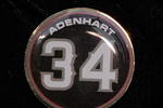 ANAHEIM, CA - APRIL 10:  A memorial pin with jersey number of pitcher Nick Adenhart of the Los Angeles Angels is seen on the jacket of his agent Scott Boras during the baseball game against the Boston Red Sox at Angel Stadium April 10, 2009 in Anaheim, California. Adenhart and two others were killed in car crash on April 9.  (Photo by Kevork Djansezian/Getty Images)