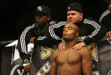 CHICAGO- OCTOBER 25:  Anderson Silva prepares before the Middleweight Title Bout at UFC's Ultimate Fight Night at Allstate Arena on October 25, 2008 in Chicago, Illinois. (Photo by Tasos Katopodis/Getty Images)