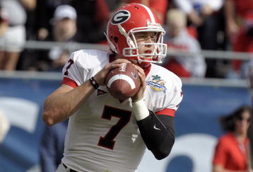 ORLANDO, FL - JANUARY 1: Quarterback Matthew Stafford #7 of the University of Georgia sets to pass against the Michigan State Spartans at the 2009 Capital One Bowl at the Citrus Bowl on January 1, 2009 in Orlando, Florida.  (Photo by Al Messerschmidt/Getty Images) 