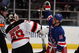 NEW YORK - APRIL 13: Sean Avery #16 of the New York Rangers tries to screen Martin Brodeur #30 of the New Jersey Devils during game three of the 2008 NHL Eastern Conference Quarterfinals on April 13, 2008 at Madison Square Garden in New York City. (Photo by Jim McIsaac/Getty Images)