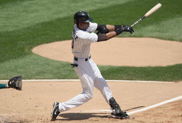 CHICAGO - JULY 06:  Alexei Ramirez #10 of the Chicago White Sox bats against the Oakland Athletics on July 6, 2008 at U.S. Cellular Field in Chicago, Illinois. The White Sox defeated the Athletics 4-3. (Photo by Jonathan Daniel/Getty Images) 