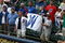 MILWAUKEE - JULY 31:  Fans of the Chicago Cubs hold up a win flag along the first baseline after the Cubs complete a four game sweep of the Milwaukee Brewers at Miller Park on July 31, 2008 in Milwaukee, Wisconsin. The Cubs defeated the Brewers 11-4.  (Photo by Jonathan Daniel/Getty Images)