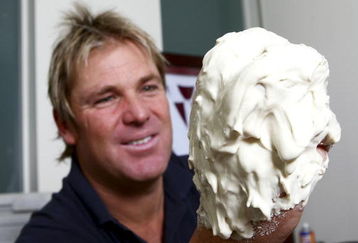 MELBOURNE, AUSTRALIA OCTOBER 15:   Former Australia spin bowler Shane Warne has a plaster mould made for the Warne-Muralitharan Trophy at Cricket Australia Headquarters October 15, 2007 Melbourne, Australia. The Warne-Muralitharan Trophy has been created for Test Series' between Australia and Sri Lanka. (Photo by Mark Dadswell/Getty Images)