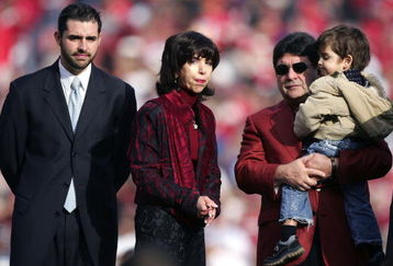 SAN FRANCISCO - NOVEMBER 19:  (L-R) Jed York, Denise DeBartolo York and Eddie DeBartolo look on during a ceremony held in Jerry Rice's honor during half time of the NFL game between the San Francisco 49ers and the Seattle Seahawks at Monster Park on November 19, 2006 in San Francisco, California.  (Photo by Jed Jacobsohn/Getty Images)