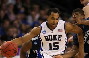 BOSTON - MARCH 26:  Gerald Henderson #15 of the Duke Blue Devils dribbles against the Villanova Wildcats during the NCAA Men's Basketball Tournament East Regionals at TD Banknorth Garden on March 26, 2009 in Boston, Massachusetts.  (Photo by Elsa/Getty Images)