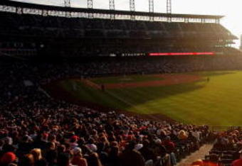 DENVER - APRIL 11:  A general view of the stadium as the sun sets as the Philadelphia Phillies face the Colorado Rockies during MLB action at Coors Field on April 11, 2009 in Denver, Colorado. The Phillies defeated the Rockies 8-4.  (Photo by Doug Pensinger/Getty Images)