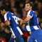 MANCHESTER, ENGLAND - APRIL 07:  Mariano (R) of FC Porto celebrates scoring his team's second goal during the UEFA Champions League Quarter Final First Leg match between Manchester United and FC Porto at Old Trafford on April 7, 2009 in Manchester, England.  (Photo by Alex Livesey/Getty Images)