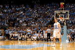 CHAPEL HILL, NC - MARCH 08:  Tyler Hansbrough #50 of the North Carolina Tar Heels walks back into the game against the Duke Blue Devils at the Dean E. Smith Center on March 8, 2009 in Chapel Hill, North Carolina.  (Photo by Streeter Lecka/Getty Images)