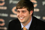 LAKE FOREST, IL - APRIL 3: Jay Cutler of the Chicago Bears is all smiles after being announced as their new quarterback during a press conference on April 3, 2009 at Halas Hall in Lake Forest, Illinois. (Photo by Jim Prisching/Getty Images)