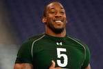 INDIANAPOLIS, IN - FEBRUARY 23:  Linebacker Aaron Curry of Wake Forest runs the 40 yard dash during the NFL Scouting Combine presented by Under Armour at Lucas Oil Stadium on February 23, 2009 in Indianapolis, Indiana. (Photo by Scott Boehm/Getty Images)