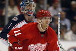 DETROIT, MI - MARCH 7:  Steve Mason #1 of the Columbus Blue Jackets is screened by Daniel Cleary #11 of the Detroit Red Wings in a game on March 7, 2009 at the Joe Louis Arena in Detroit, Michigan. The Blue Jackets defeated the Red Wings 8-2 on the strength of a hat trick by Rick Nash. (Photo by Claus Andersen/Getty Images)