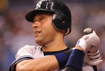 ST. PETERSBURG, FL - APRIL 13: Shortstop Derek Jeter #2 of the New York Yankees sets to bat against the Tampa Bay Rays April 13, 2009 in St. Petersburg, Florida.  (Photo by Al Messerschmidt/Getty Images)