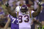 24 Dec 2000: John Randle #93 of the Minnesota Vikings celebrates after he pressured Indianapolis Colts'' quarterback Peyton Manning into throwing an incomplete pass during the first half at the RCA Dome in Indianapolis, Indiana. DIGITAL IMAGE. Mandatory Credit: Elsa/ALLSPORT