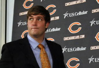 LAKE FOREST, IL - APRIL 3: Jay Cutler attends a press conference as the Chicago Bears introduced him as their new on April 3, 2009 at Halas Hall in Lake Forest, Illinois. (Photo by Jim Prisching/Getty Images)