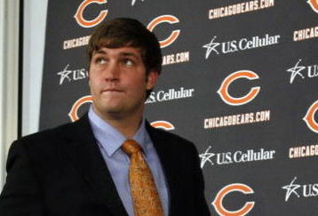 LAKE FOREST, IL - APRIL 3: Jay Cutler attends a press conference as the Chicago Bears introduced him as their new on April 3, 2009 at Halas Hall in Lake Forest, Illinois. (Photo by Jim Prisching/Getty Images)