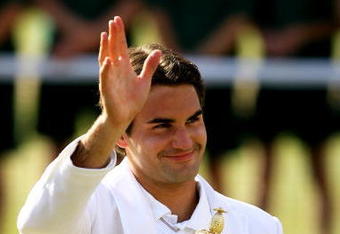 LONDON - JULY 08: Roger Federer of Switzerland waves to the crowd as he celebrates victory, following the Men's Singles final match against Rafael Nadal of Spain during day thirteen of the Wimbledon Lawn Tennis Championships at the All England Lawn Tennis and Croquet Club on July 8, 2007 in London, England. Roger Federer claims his fifth consecutive championship title. (Photo by Ryan Pierse/Getty Images)