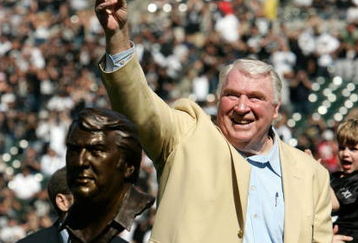 OAKLAND, CA - OCTOBER 22:  Former Head Coach John Madden of the Oakland Raiders is presented with his Hall of Fame Ring during a ceremony to honor his recent induction into the Pro Football Hall of Fame before the game against the Arizona Cardinals on October 22, 2006 at McAfee Coliseum in Oakland, California.  (Photo by Jonathan Ferrey/Getty Images)