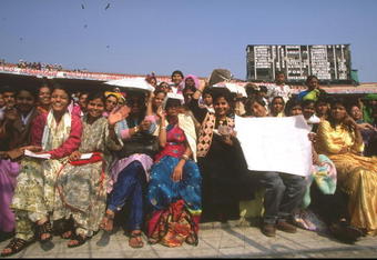 29 Dec 1997:  A general crowd of spectators at the Women's Cricket World Cup Final between Australia and New Zealand at Eden Gardens in Calcutta, India. Australia won the match by five wickets. \ Mandatory Credit: Craig Prentis /Allsport