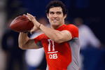 INDIANAPOLIS, IN - FEBRUARY 22:  Quarterback Mark Sanchez of USC passes the football during the NFL Scouting Combine presented by Under Armour at Lucas Oil Stadium on February 22, 2009 in Indianapolis, Indiana. (Photo by Scott Boehm/Getty Images)