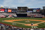 NEW YORK - APRIL 16:  The Cleveland Indians take on the New York Yankees during opening day at the new Yankee Stadium on April 16, 2009 in the Bronx borough of New York City. This is the first regular season MLB game being played at the new venue which replaced the old Yankee Stadium as the Yankees home field.  (Photo by Nick Laham/Getty Images)