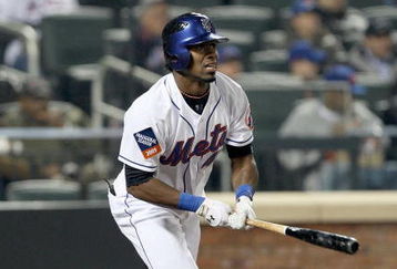 NEW YORK - APRIL 15:  Jose Reyes of the New York Mets bats against the San Diego Padres on April 15, 2009 at Citi Field in the Flushing neighborhood of the Queens borough of New York City. All Major League Baseball players are wearing #42 in honor of Jackie Robinson day.  (Photo by Ezra Shaw/Getty Images)