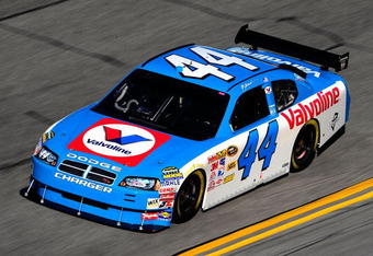 DAYTONA BEACH, FL - FEBRUARY 06:  A J Allmendinger, driver of the #44 Valvoline Dodge, drives during practice for the Budweiser Shootout at Daytona International Speedway on February 6, 2008 in Daytona, Florida.  (Photo by Sam Greenwood/Getty Images)