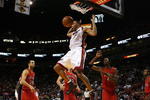 MIAMI - NOVEMBER 19:  Shawn Marion #7 of the Miami Heat dunks against the Toronto Raptors at American Airlines Arena on November 19, 2008 in Miami, Florida. The Raptors defeated the Heat 101-95. NOTE TO USER: User expressly acknowledges and agrees that, by downloading and/or using this Photograph, user is consenting to the terms and conditions of the Getty Images License Agreement.  (Photo by Doug Benc/Getty Images)